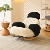 Modish upholstered rocking seat in lemon color